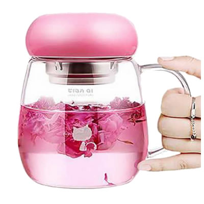 水杯女玻璃杯子办公室家用带手柄花茶泡茶杯360ML