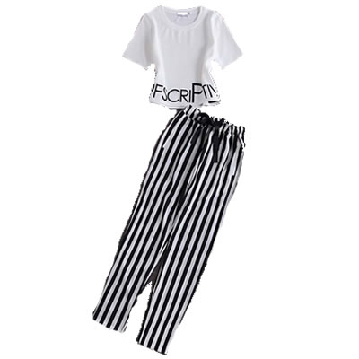 2019夏季新款短袖T恤女+休闲裤女运动套装女装学生宽松两件套