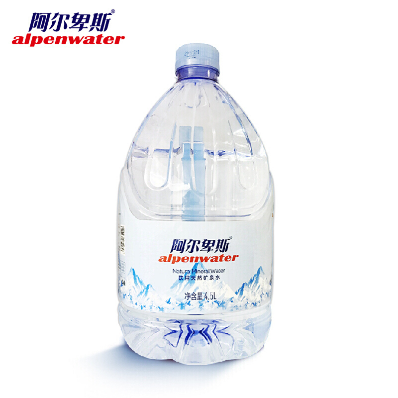  阿尔卑斯（alpenwater） 弱碱性饮用天然矿泉水4.5L*4桶 整箱装低钠低矿适合长期饮用 饮用矿泉水4.5l