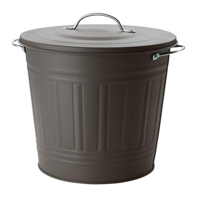 家居国内IKEA克诺德带盖附盖垃圾桶废纸篓铁桶收纳桶南京
