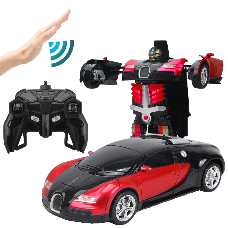 星域传奇 儿童遥控汽车新年礼物玩具一键变形机器人充电男孩模型金刚遥控汽车 超大32厘米加迪蓝色