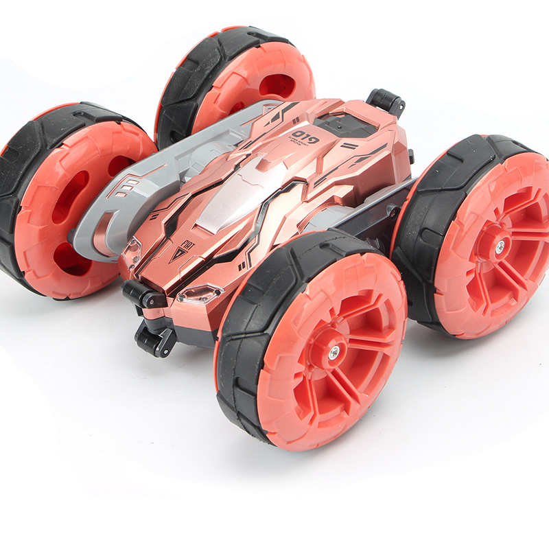 超大号四驱越野遥控汽车漂移特技变形双面车可充电儿童玩具车男孩 黑红色2块充电电池