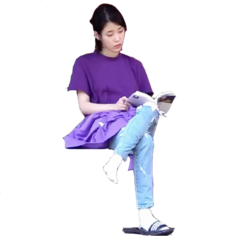 IU李智恩同款孝利家民宿宽松休闲圆领打底短袖上衣chic紫色T恤女