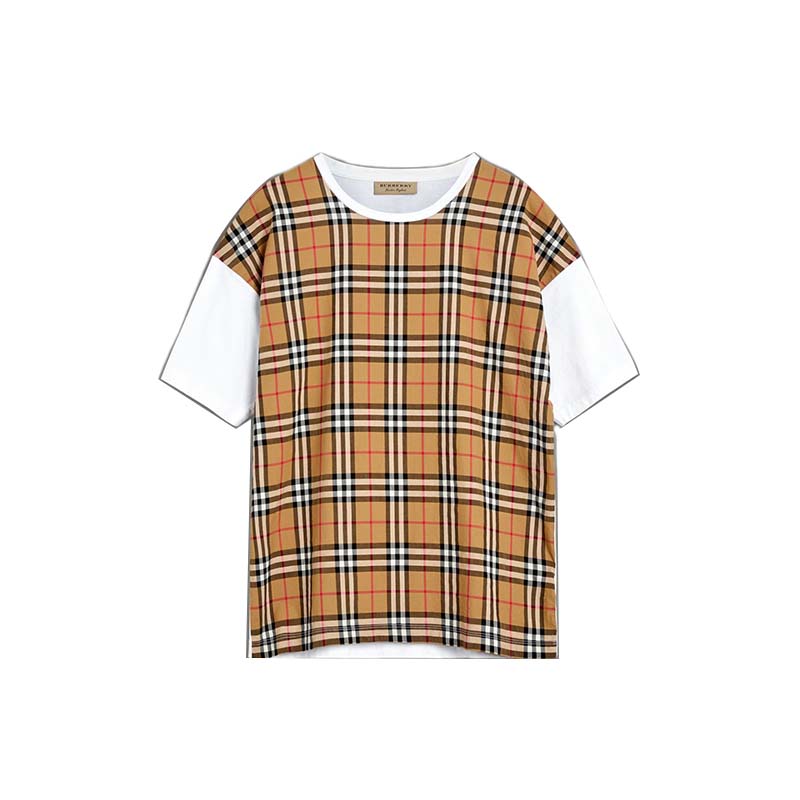 burberry/博柏利夏季新款巴宝莉男装短袖格子棉质博柏利男士t恤
