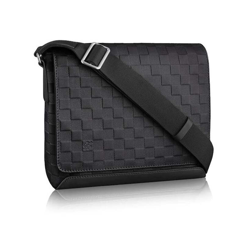 louis vuitton lv路易威登男包孔雀翎新款皮革格纹邮差包lv男包29 x