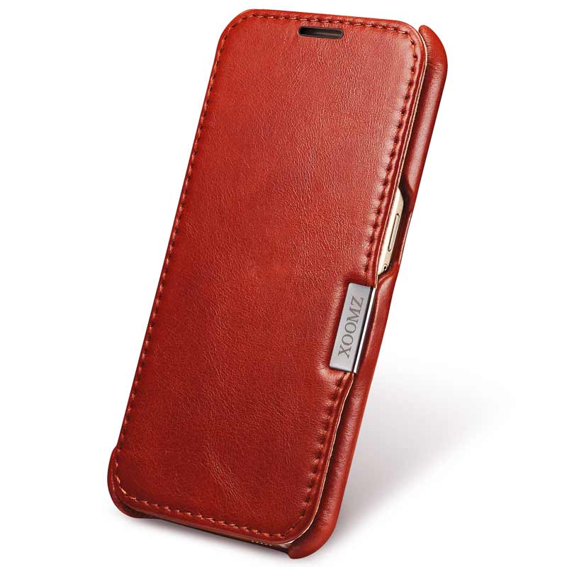 S6edge+手机壳真皮手机套 适用于三星S6/S6edge 古典红(S6标准版平面)