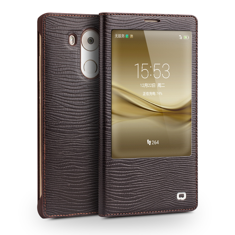 真皮手机壳手机保护套 适用于华为mate8 Mate8智能蜥蜴纹 棕色