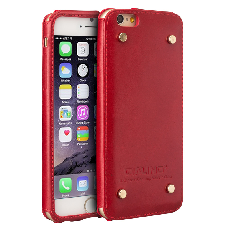 手机壳保护套 真皮 适用于苹果iPhone6 4.7/plus 5.5英寸 玫瑰红4.7寸+钢化膜
