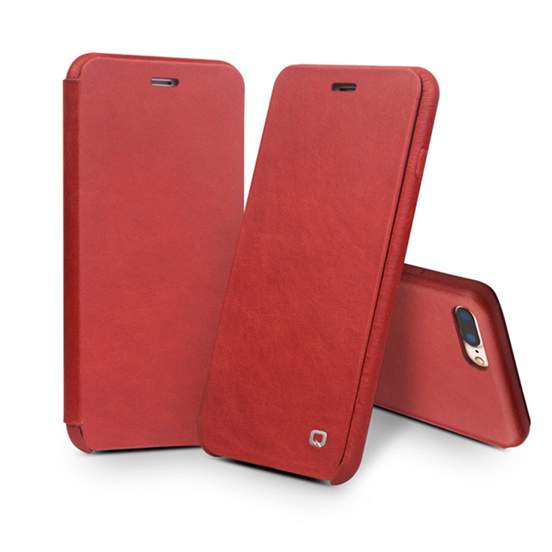 Apple/iphone7/8手机壳保护套真皮 适用于苹果iPhone7/plus 纤薄翻盖-红色