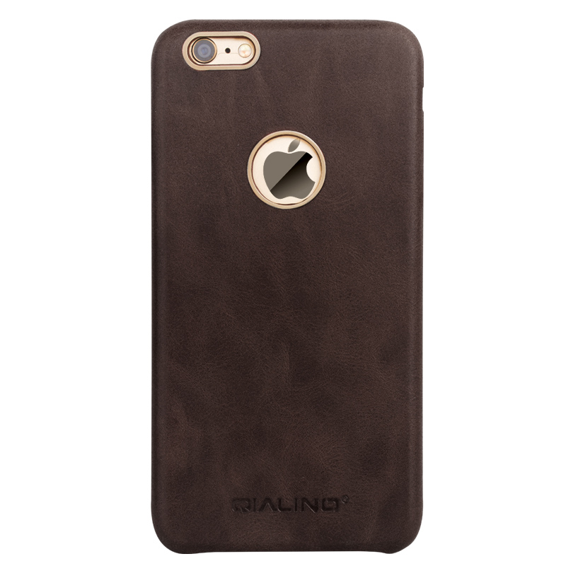 手机保护壳 进口真皮手机套 适用于苹果iPhone6 4.7/5.5英寸/plus 小牛皮黑棕色-5.5寸
