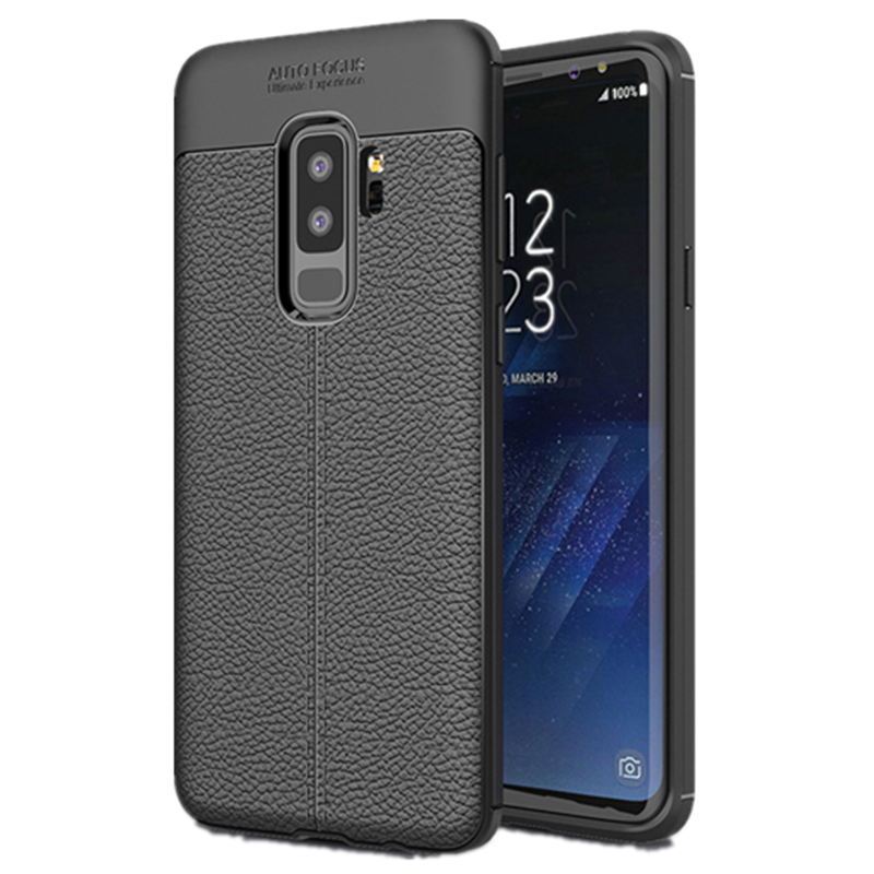 皮纹全包防摔软壳 适用于三星S9/S9plus手机壳s9+保护套 s9plus 荔枝纹软壳-经典黑