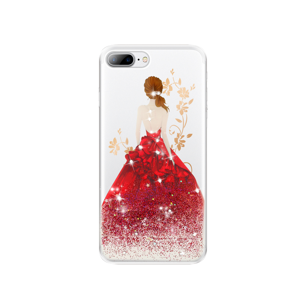 iphone6s/6splus/7/7plus手机壳TPU防摔防撞保护套 清澈柔韧不易变形 可爱女生款 红色