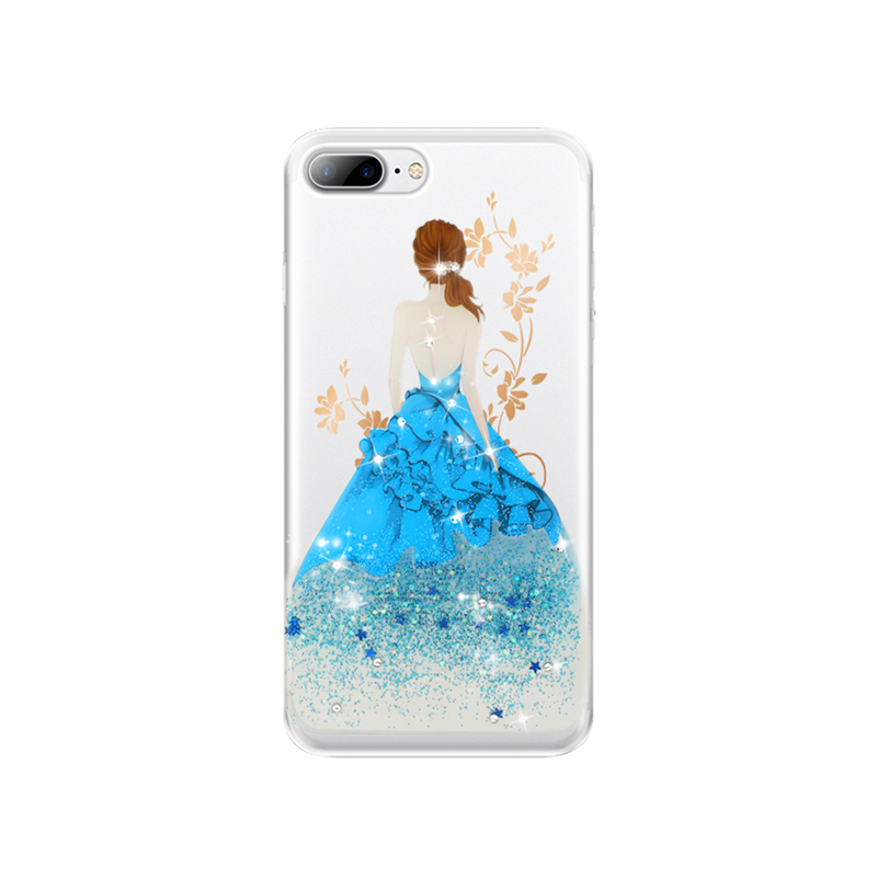 iphone6s/6splus/7/7plus手机壳TPU防摔防撞保护套 清澈柔韧不易变形 可爱女生款 蓝色