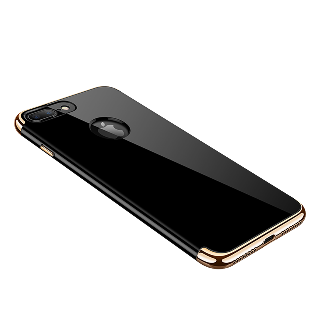 iPhone7手机壳电镀工艺与油漆感相结合保护套 苹果7三段式拼接设计手机壳 亮黑色