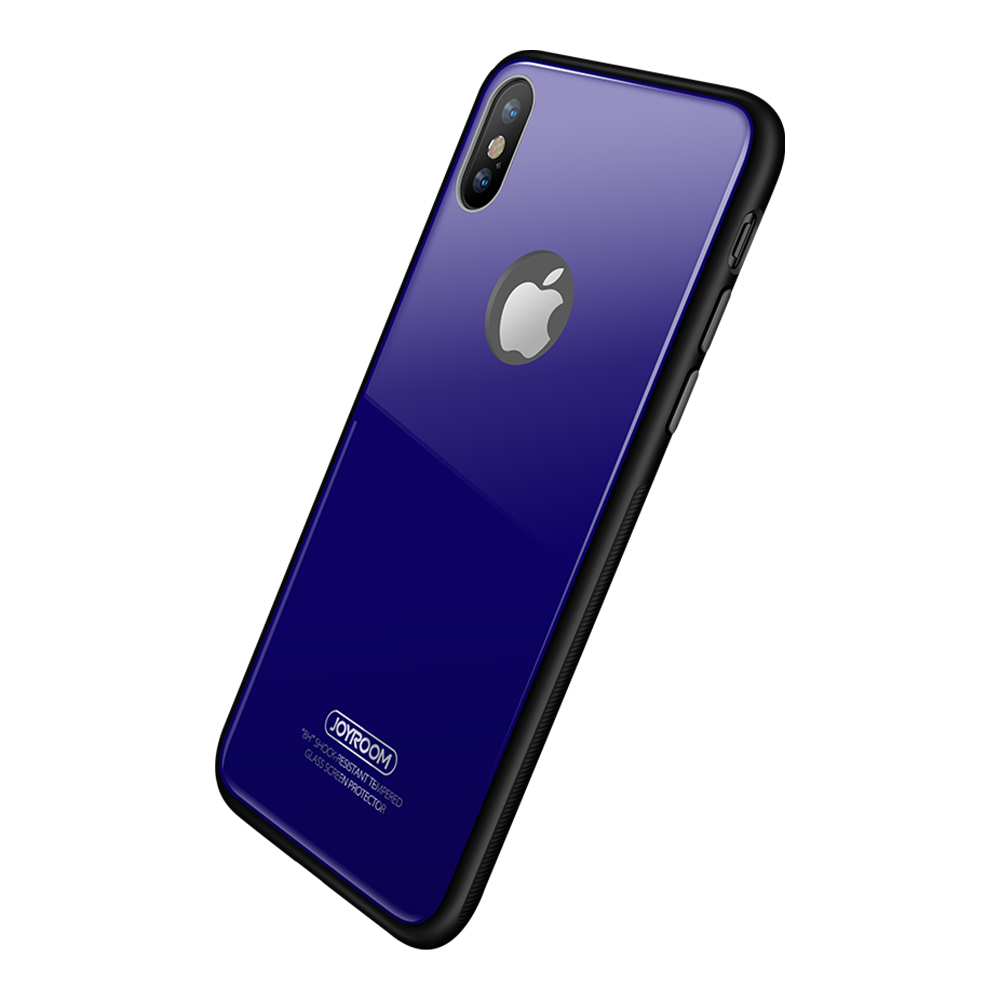 HIGE/iPhone x手机壳TPU防摔防撞保护套 防爆玻璃 侧边防滑设计 适用于苹果x手机壳 蓝色
