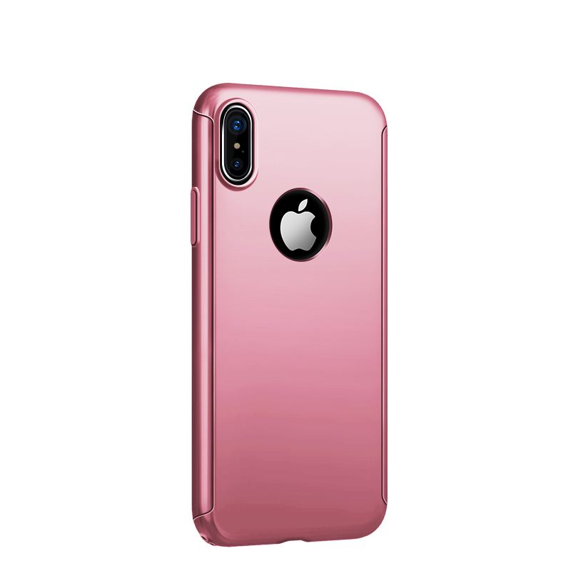 iPhoneX手机壳保护套+PC仟薄贴合手感 舒适握持 360组合式全包手机壳 玫瑰金