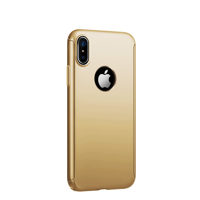 iPhoneX手机壳保护套+PC仟薄贴合手感 舒适握持 360组合式全包手机壳 金色