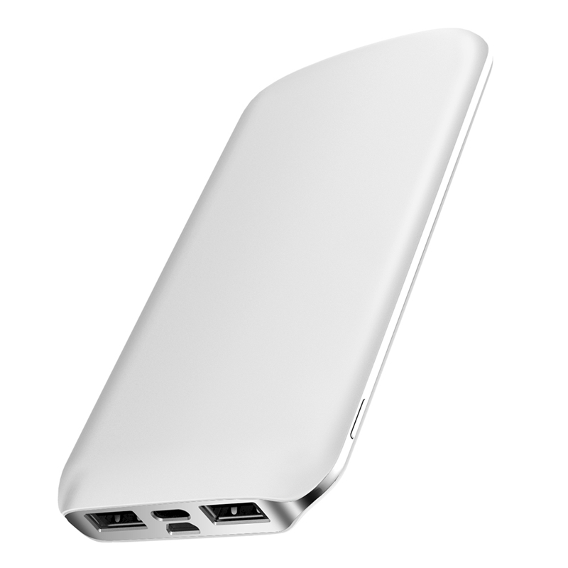 D-M166 苹果安卓2A快充双输入充电宝 双USB输出 高品质电路保护心芯(10000毫安) 白色