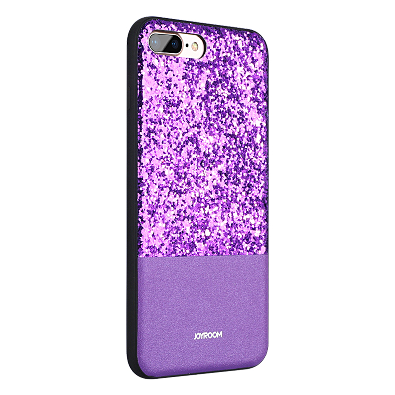 HIGE/iPhone8/7手机壳 全包边PC+TPU防摔防撞保护套 立体亮片 轻薄手感少女款 紫色