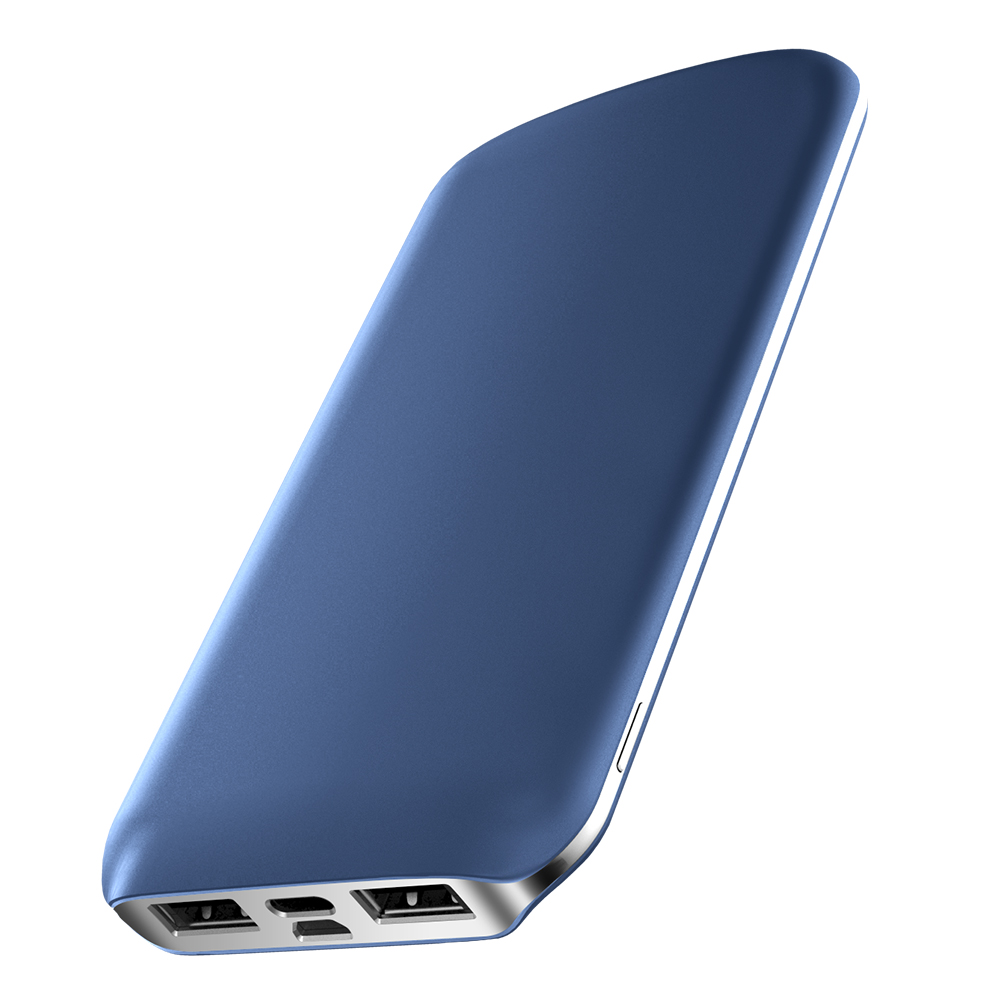 D-M166 苹果安卓2A快充双输入充电宝 双USB输出 高品质电路保护心芯(10000毫安) 蓝色