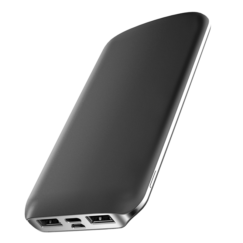 D-M166 苹果安卓2A快充双输入充电宝 双USB输出 高品质电路保护心芯(10000毫安) 黑色