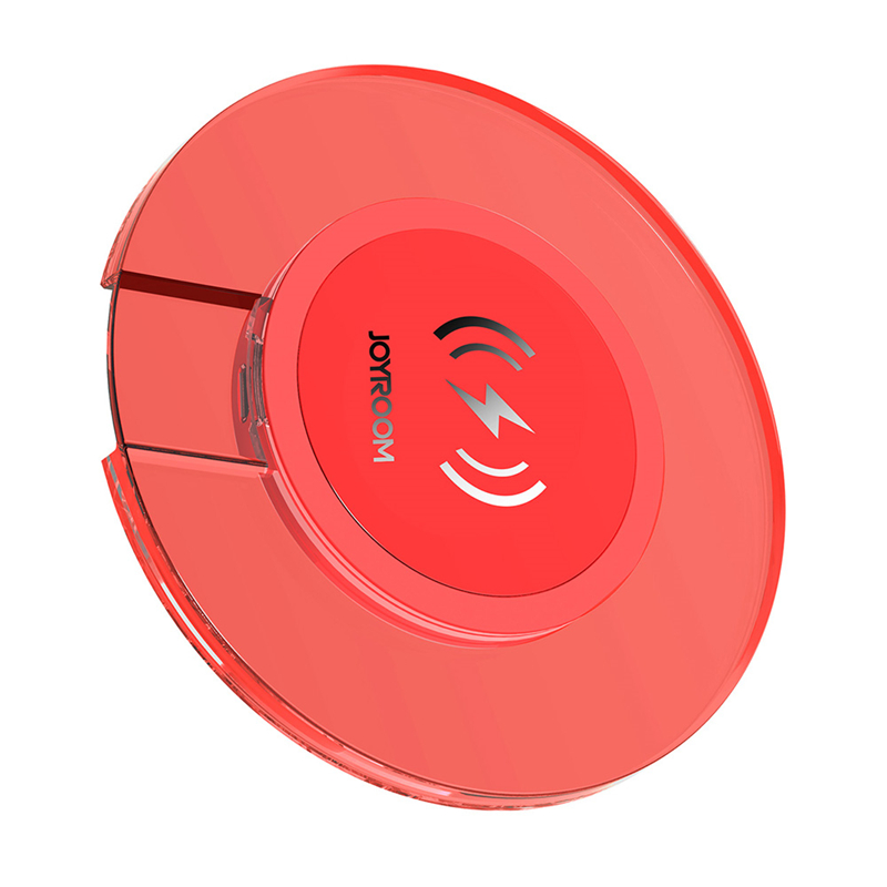 无线充电器 内置意法st芯片 智能IC电路 无需数据线连接 即放即充 圆形的外观设计 红色