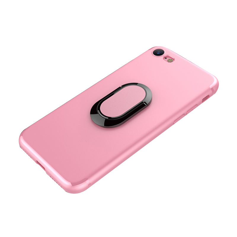 HIGE/苹果8/7全包硅胶软壳 磁性指环扣支架iphone8 plus手机保护套 适用于iphone7/8 【少女粉】