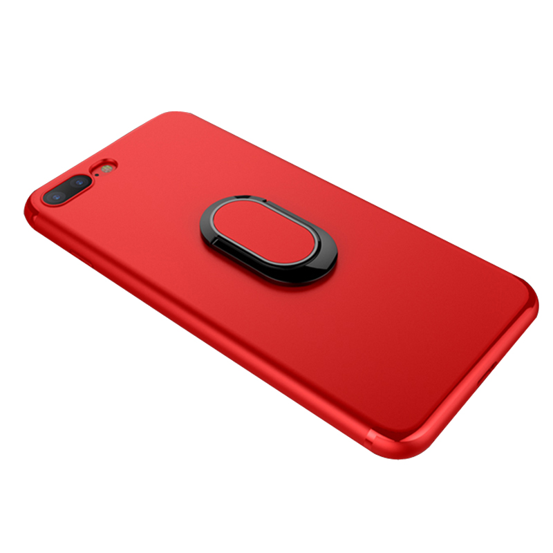HIGE/苹果8/7全包硅胶软壳 磁性指环扣支架iphone8 plus手机保护套 苹果7/8 plus 中国红