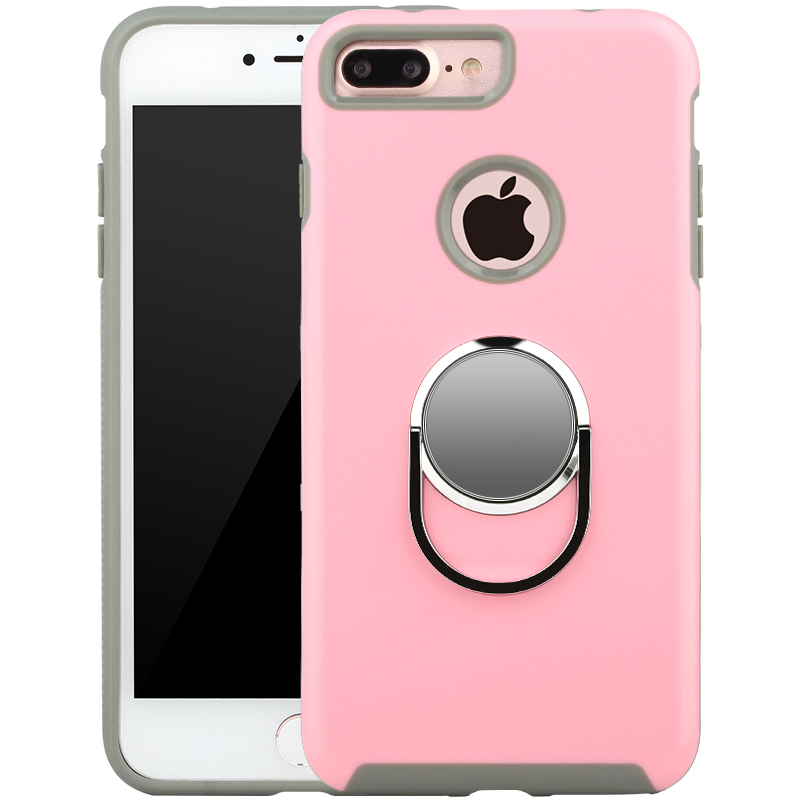 iphone7/7plus手机壳创意磁铁指环扣支架保护壳防摔5.5英寸 粉色