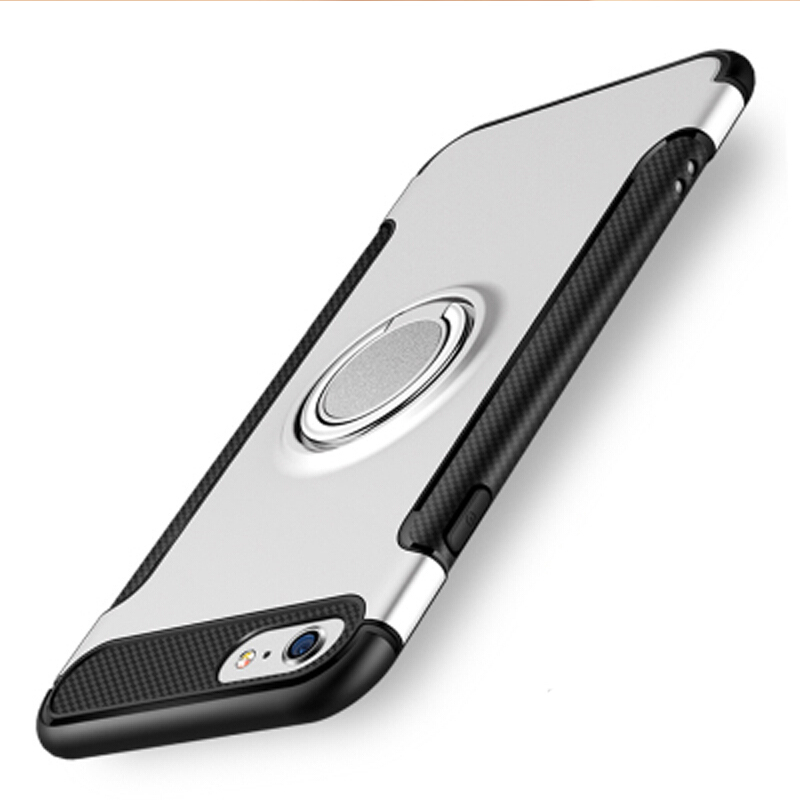 苹果6s/6Plus手机壳车载磁吸全包iPhone6/6S防摔壳指环扣支架保护套 4.7寸 iPhone6/6S太空银