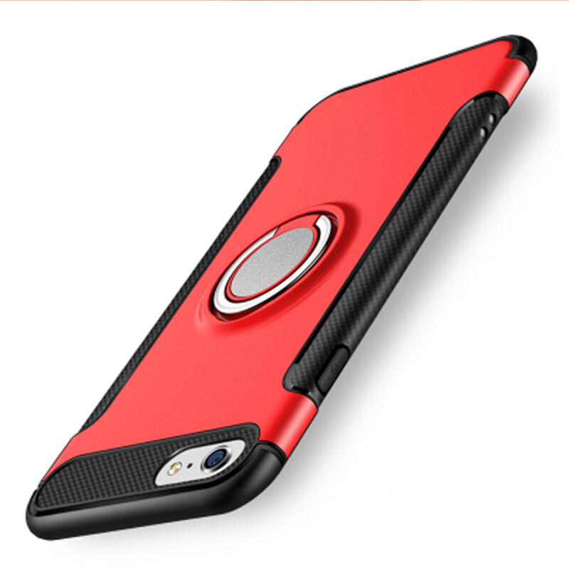 苹果6s/6Plus手机壳车载磁吸全包iPhone6/6S防摔壳指环扣支架保护套 4.7寸 iPhone6/6S魅力红