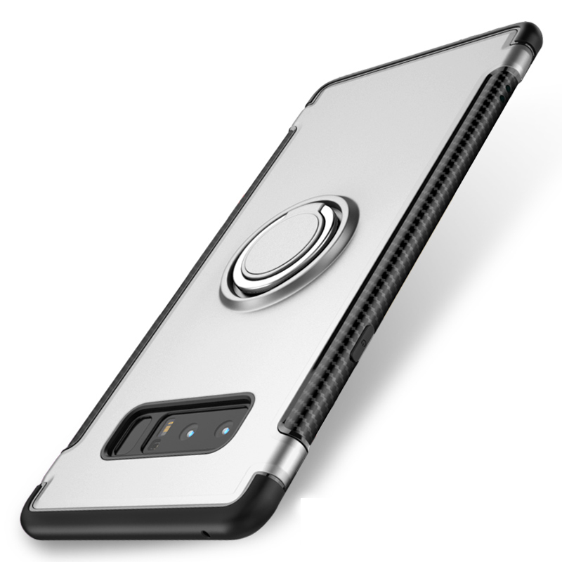 三星Galaxy Note8手机壳保护套薄全包防摔软外壳车载指环扣 适用于三星Note8手机壳 气质银