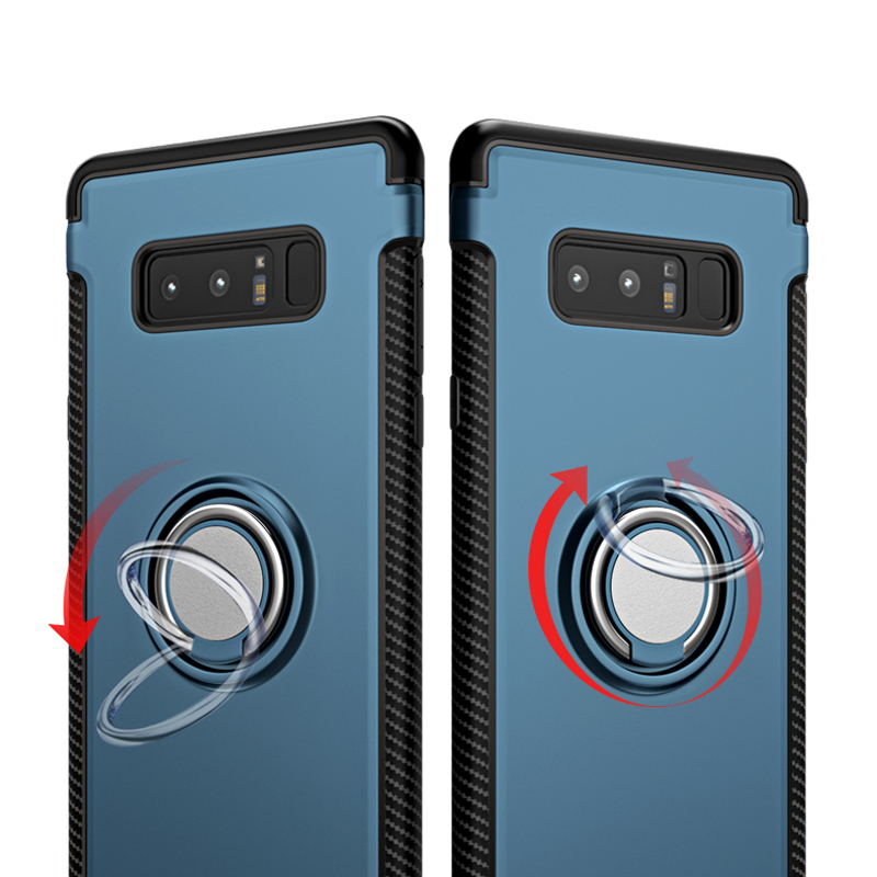 三星Galaxy Note8手机壳保护套薄全包防摔软外壳车载指环扣 适用于三星Note8手机壳 深邃蓝