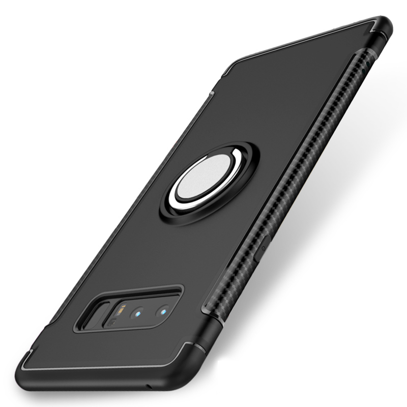 三星Galaxy Note8手机壳保护套薄全包防摔软外壳车载指环扣 适用于三星Note8手机壳 酷睿黑