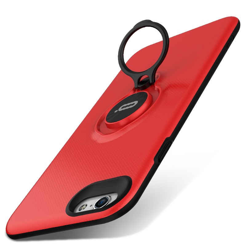 iphone6手机壳超薄指环磁吸支架苹果6s/6plus手机壳全包 魅红 4.7英寸
