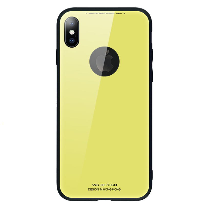 潮牌iPhoneX手机壳镜面玻璃3D电镀苹果XiPhone7/8plus保护壳 iPhoneX柠檬黄