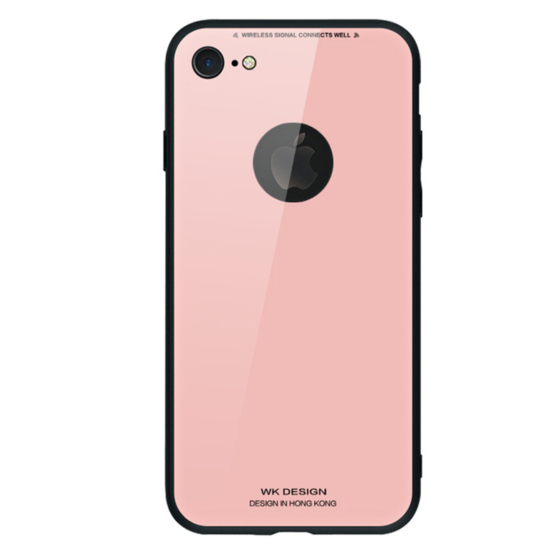 潮牌iPhone8plus手机壳镜面玻璃3D电镀苹果8保护壳网红防摔新款 iPhone8樱花粉