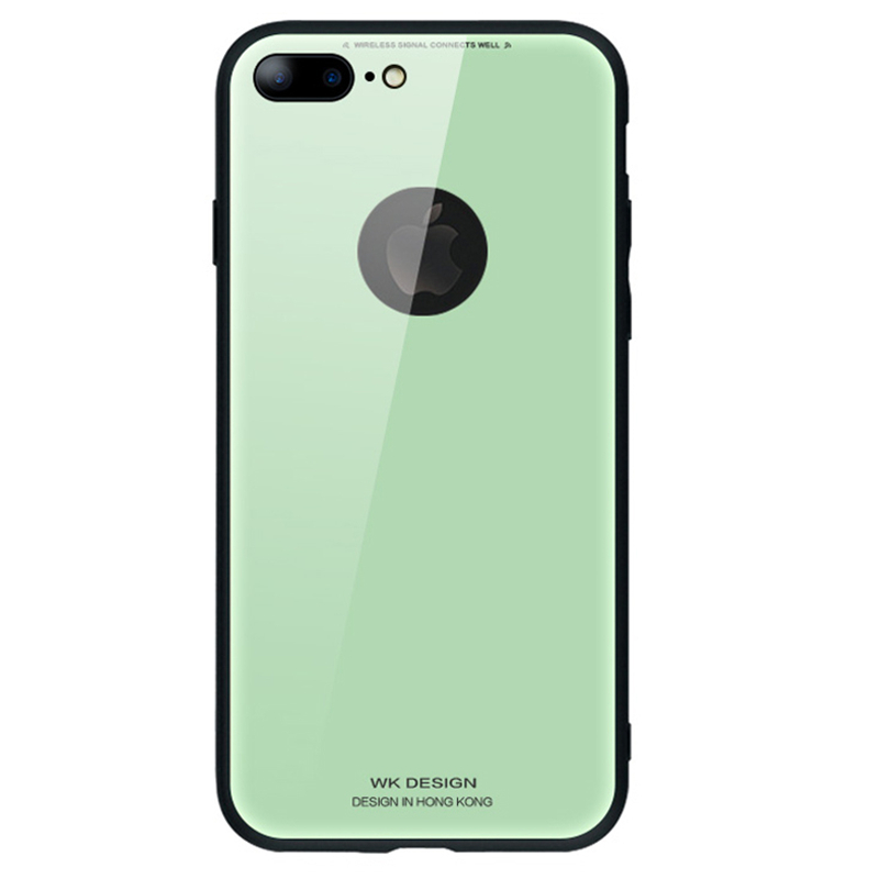 潮牌iPhone8plus手机壳镜面玻璃3D电镀苹果8保护壳网红防摔新款 iPhone8plus因草绿