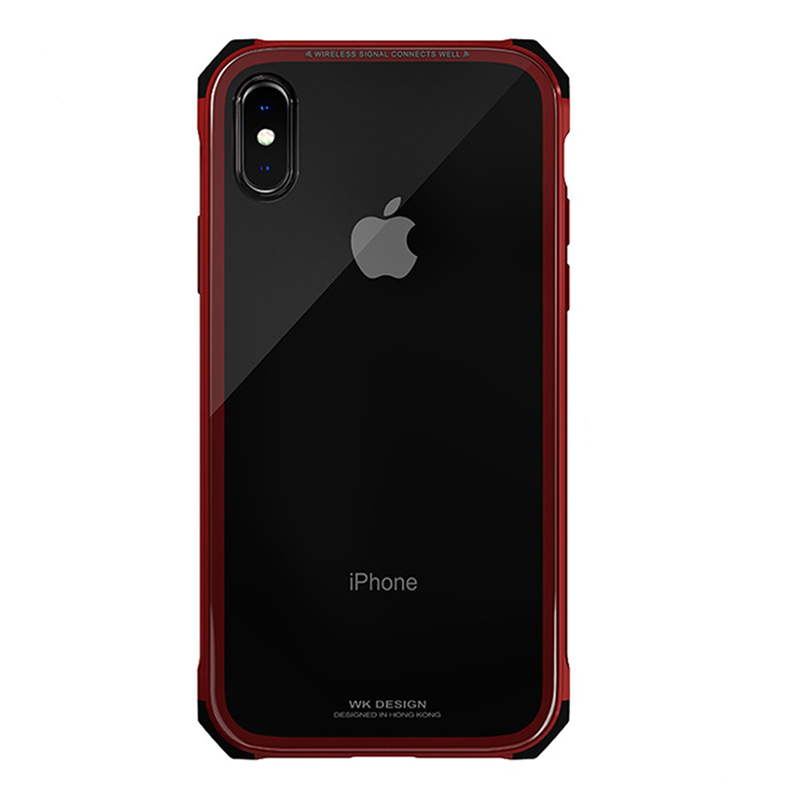 HIGE/潮牌iPhoneX手机壳金属玻璃防撞透明苹果XiPhone8/8plus保护壳 iPhoneX 中国红