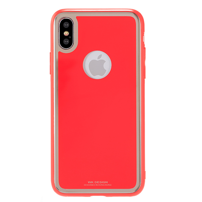 潮牌青春系列iPhoneX手机壳纯色玻璃镜面苹果X新款保护壳潮女男 iPhoneX(青春)红色