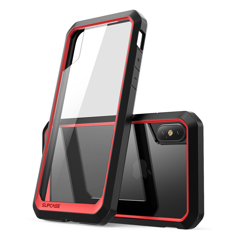 美国品牌iphonex手机壳 苹果x&10手机套 全包防摔软硬壳简约商务 IPX防摔增强款 黑红色
