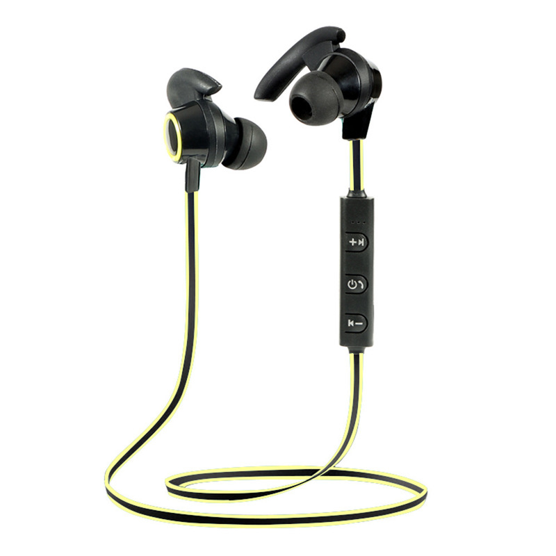 HIGE 新款小牛角蓝牙耳机 挂耳式4.1立体声无线运动双耳 适用于苹果安卓通用 柠檬黄