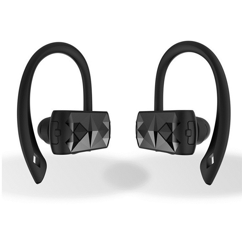 HIGE 2018年新款TWS运动型无线双耳蓝牙 耳挂式耳机 钻石A18 适用于苹果三星通用 黑色