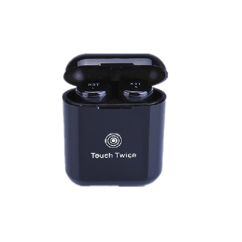 HIGE X3T蓝牙耳机迷你运动隐形超小便携式4.2触控双耳立体声带充电仓 适用于苹果三星通用 黑色