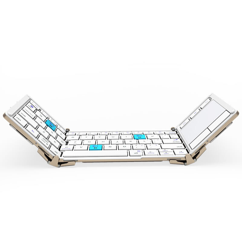 HIGE/可折叠带鼠标触控功能无线蓝牙机械键盘 多功能设备通用办公键盘 金属材质轻薄便捷 金色