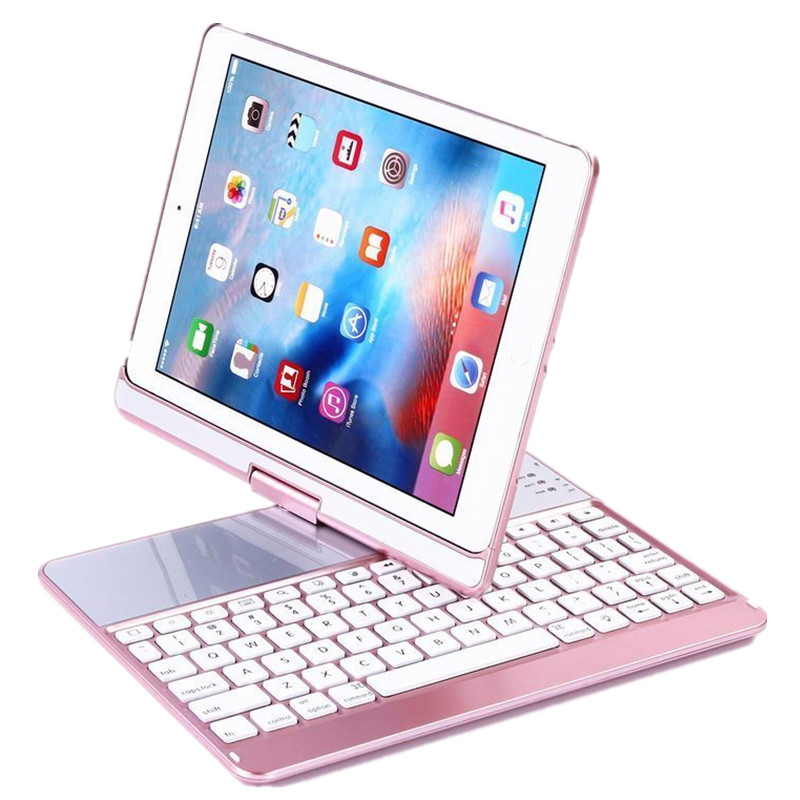 HIGE/苹果ipad pro9.7寸平板电脑外接键盘保护壳带七彩背光灯 金属外壳 适用于ipad pro9.7 玫瑰金