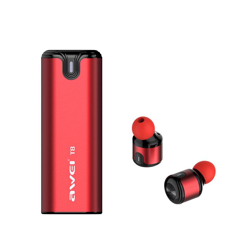 HIGE/迷你入耳式无线蓝牙耳机4.2 二合一立体声蓝牙耳机带移动电源式充电仓 适用于苹果三星安卓通用 红色