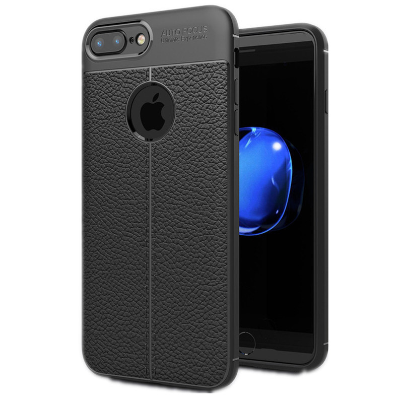 HIGE/iphone7p/8plus新款荔枝纹手机壳 创意苹果皮纹手机保护套 适用于苹果7p/8plus通用 黑色