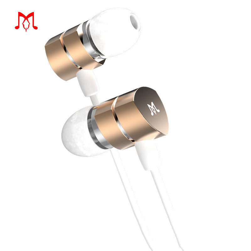 HIGE/入耳式耳机3.5mm接口重低音金属hifi耳机带麦克风耳麦 适用于安卓手机通用 金色