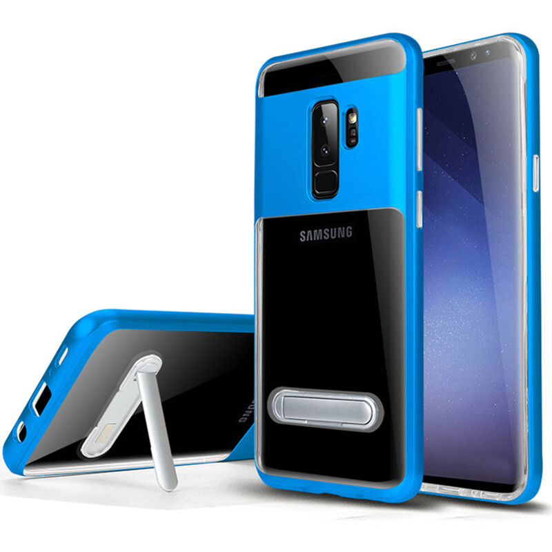 HIGE/三星s9plus手机壳s9保护套奢华时尚带支架软硬结合全包防摔后壳 适用于三星s9 蓝色